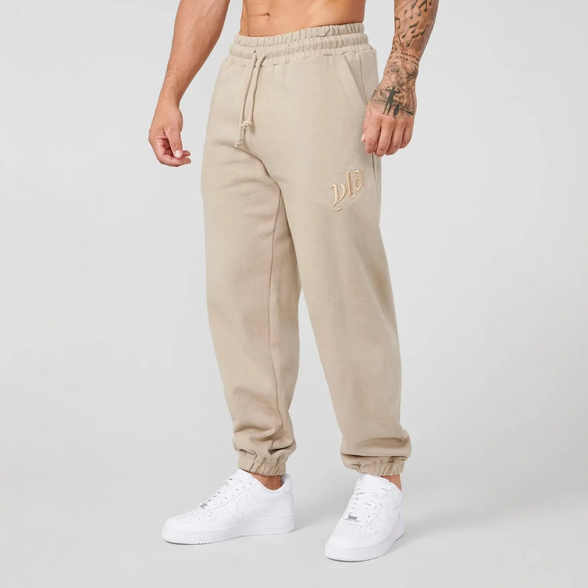 Men's sports pants, heavyweight looped embroidery pants, jogging pants