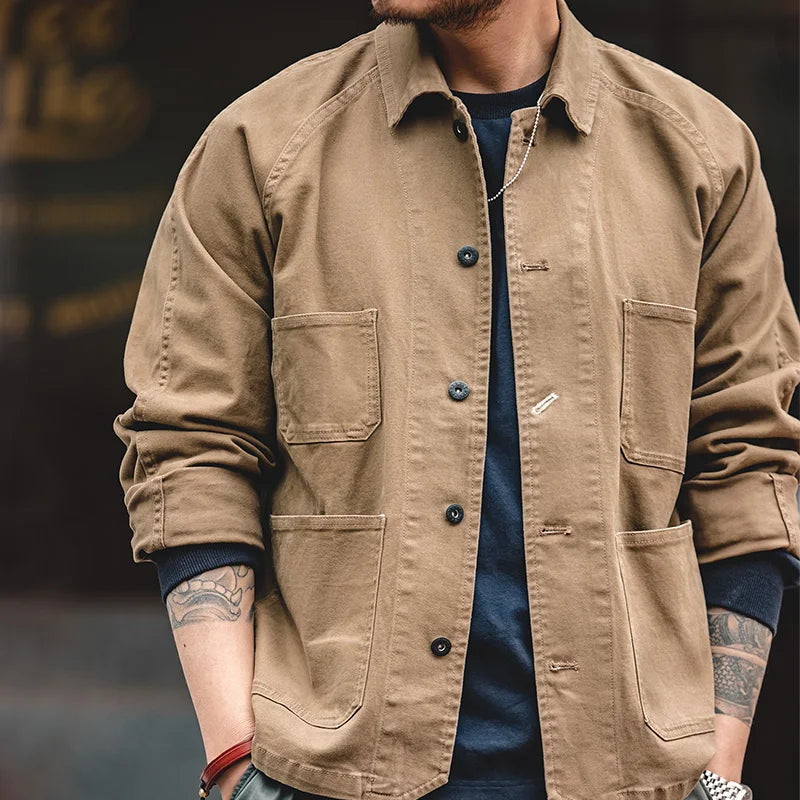 Amekaji Jacket Men's American Casual Vintage 4 Pockets Jackets