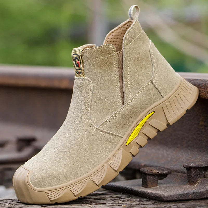 Safety Boots Men Welder Safety Shoes Anti-Smash Indestructible Leather Material Work Boots Steel Toe Security Boots Footwear
