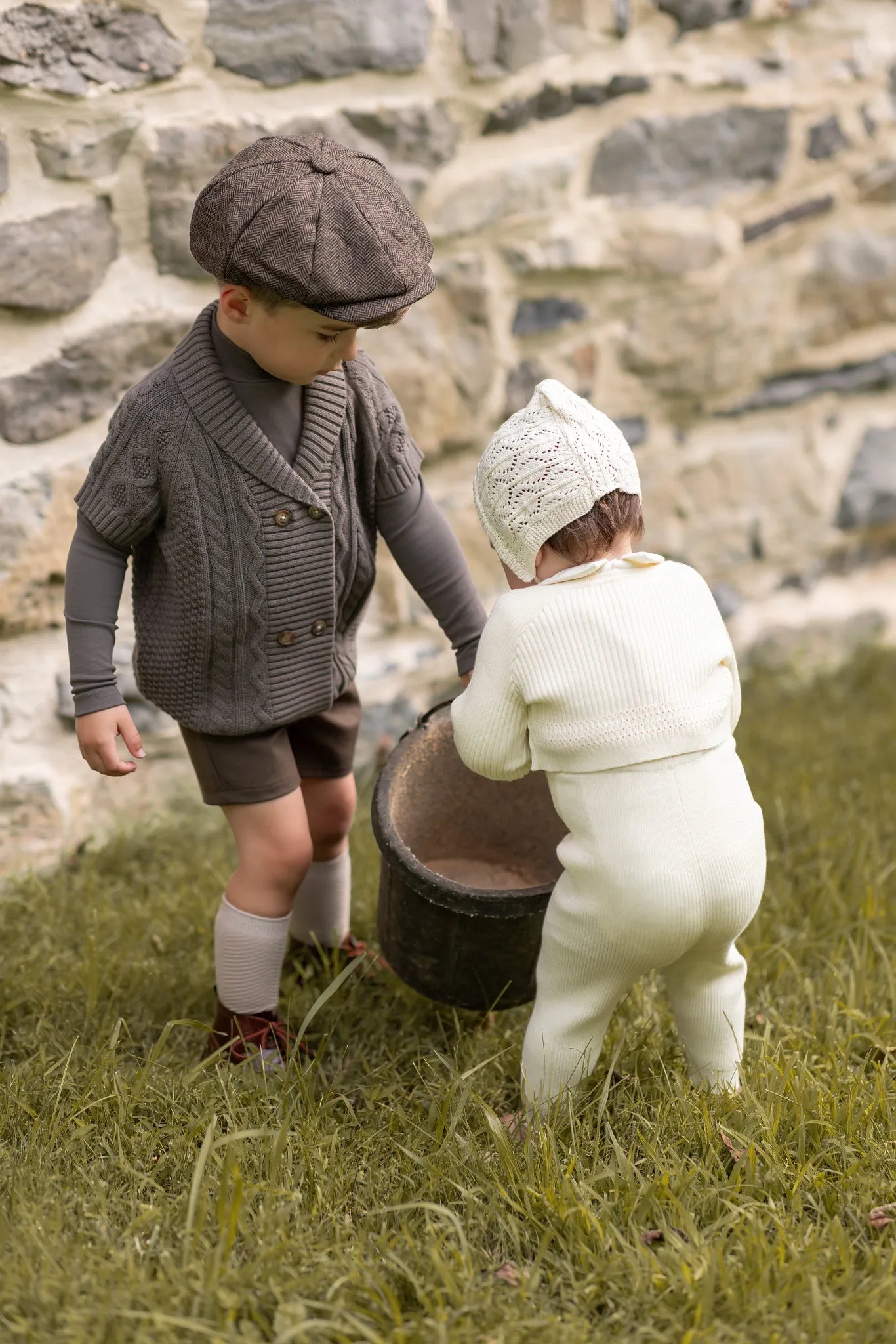 AP Baby British Knit Coordinate Collection Baby Kids Modal Romper Cute Knitting Cardigan and Overalls Pants