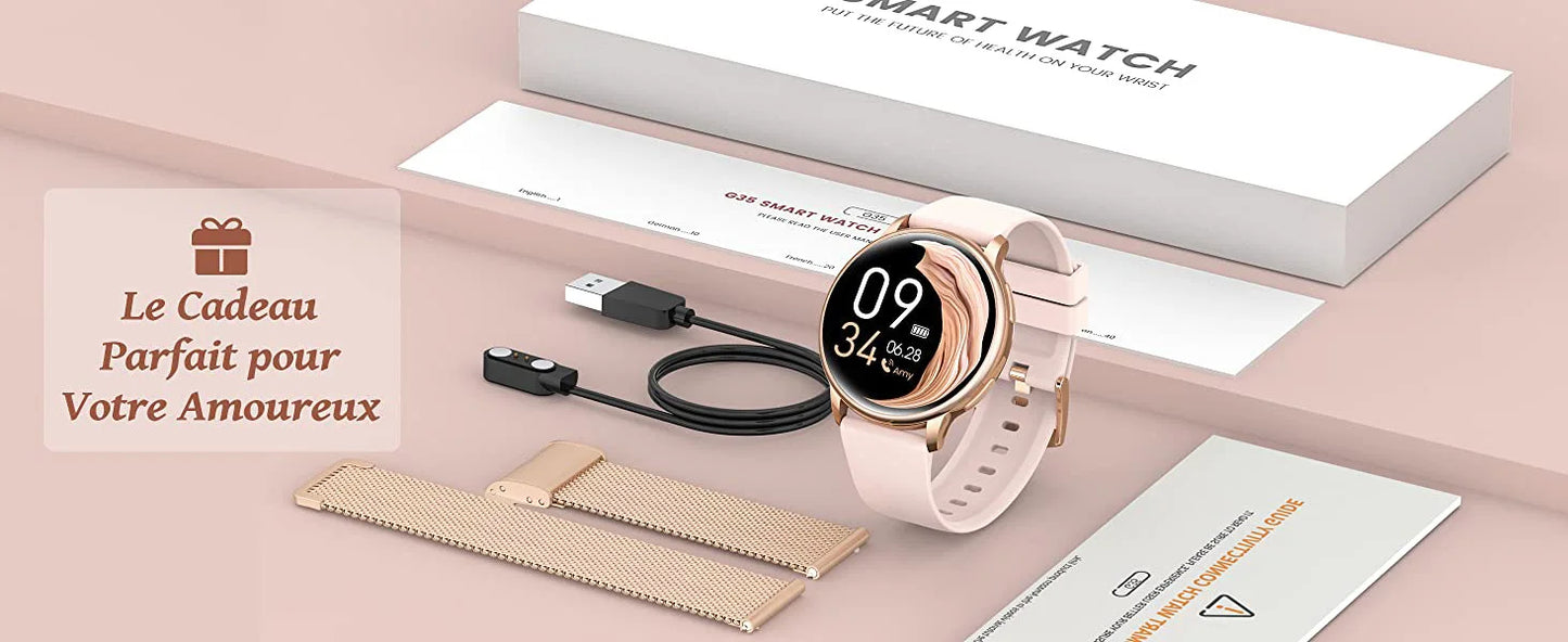 Smart Watch for Women, 1.20" Fitness Watch with HR/BP/SpO2 Monitor, Female Cycle Tracking, IP67 Waterproof, for Android & iPhone