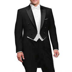 Italian Tailcoat Design Men Suits For Wedding Prom (Jacket+Pants+Vest) Elegant Terno Men Suit