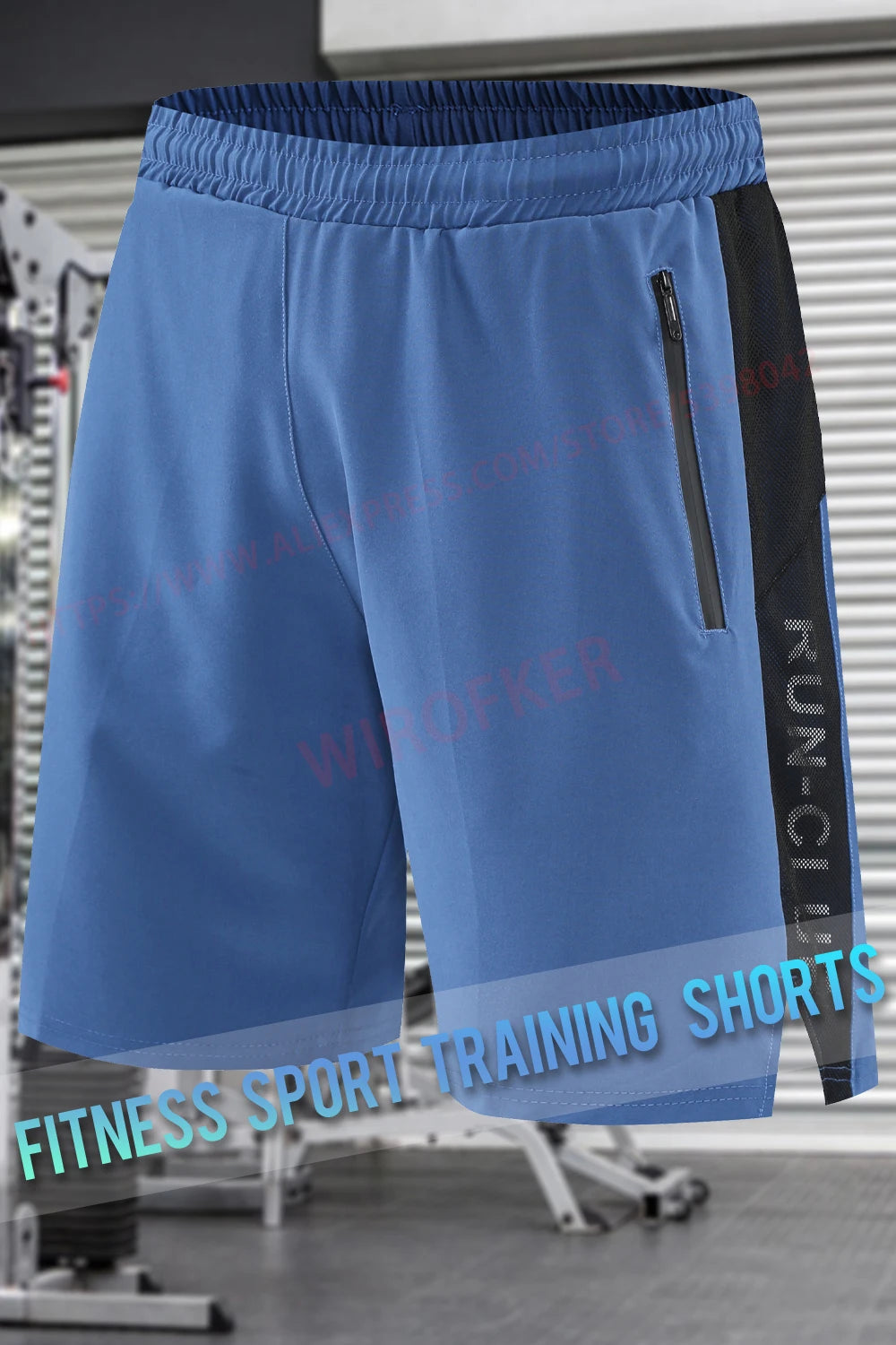 Men Run Shorts Patchwork Training Shorts Zipper Pockets Gym Sports Quick Dry Short