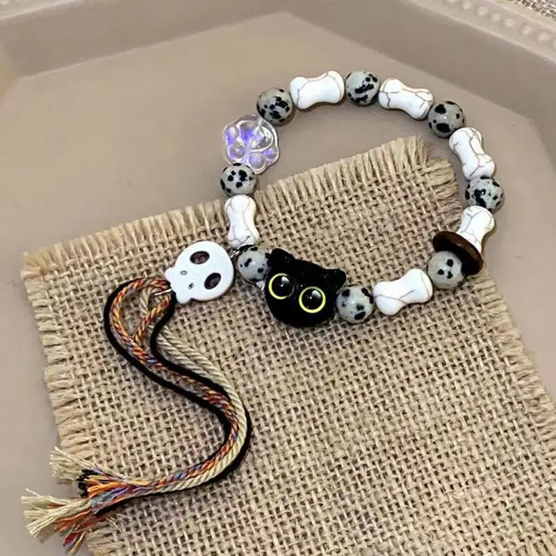 Cute Cartoon Big Eye Cat Luminous Bracelets Glow In The Dark Fluorescence Pendant Bracelet For Women Couple Friendship Jewelry