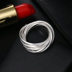 925 Sterling Silver Fine Five Circles Ring For Women Fashion Folk-custom Wedding