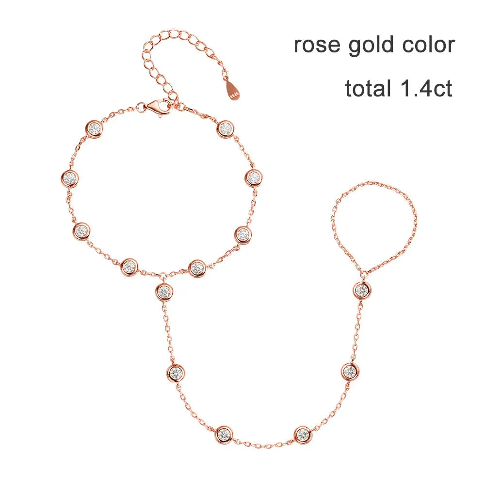 KNOBSPIN 3mm D Color Moissanite Bracelets for Women 14-21cm Adjustable Chain GRA Certified s925 Sterling Silver Bubble Bracelet