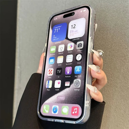 Pink Peony Lotus Print Phone Case for IPhone 16 15 14 13 12 11 17 Air Pro Max 15 Pro 7 8 Plus 16e Shockproof Silver Plated Cover