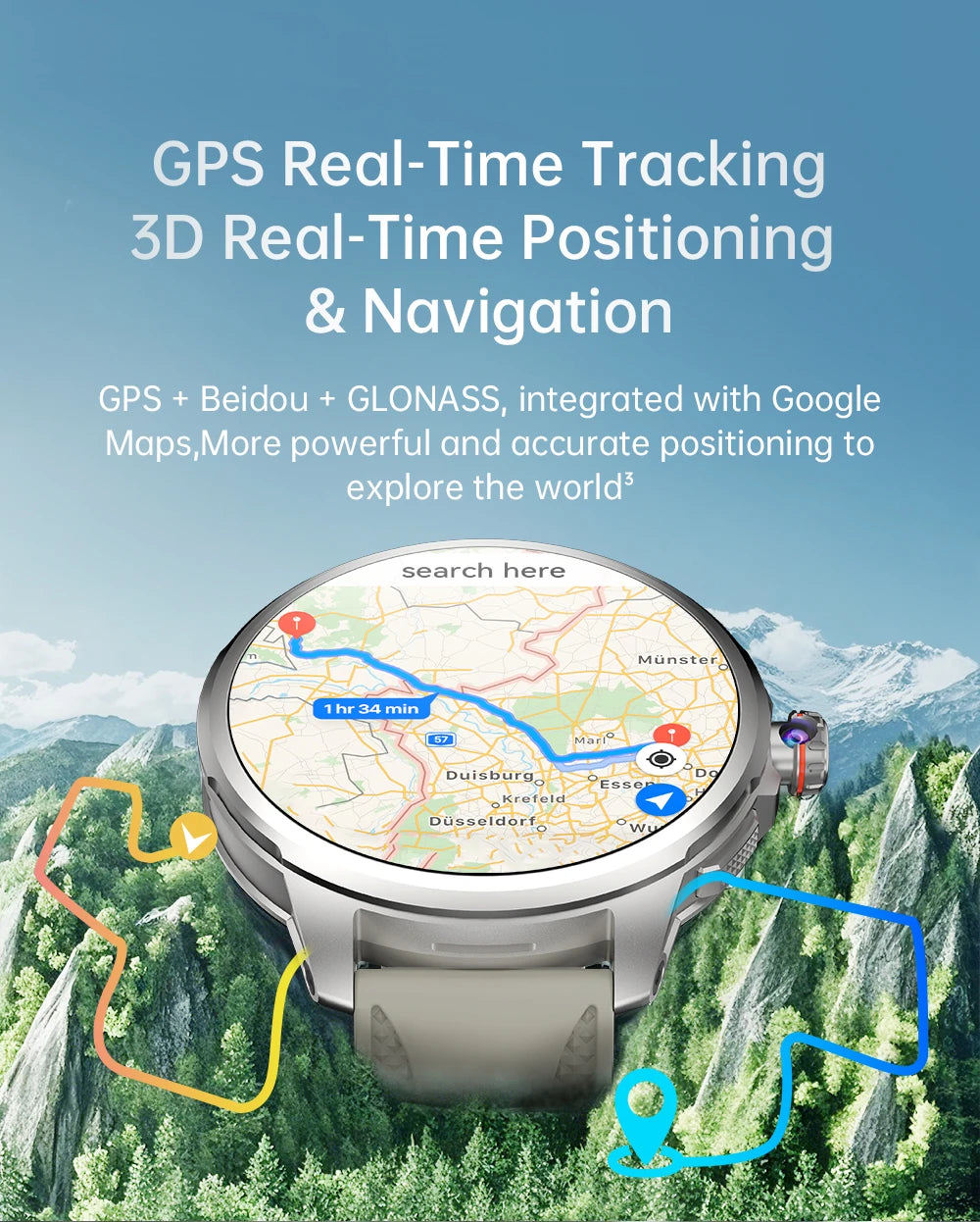 KUMI Watch X3 Pro Android 4G WiFi Smartwatch, 1.75" AMOLED, GPS, 200MP Camera, 32GB, Waterproof, Fitness Tracking Smart Watch