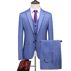 Blazers Pants Vest Set 3 Pieces Set Men's Business Casual Fashion Three Piece Plaid Suit