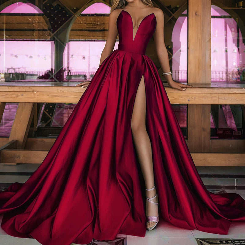 Evening wear Dresses: Wedding Dress Chic Women Luxury Gowns Fold Party Dress