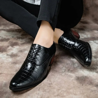 2023 Hot Sale Crocodile Men's Heel shoes Formal Leather Brown Men Loafers Dress Shoes Fashion Mens Casual Shoes Zapatos Hombre