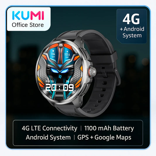 KUMI Watch X3 Pro Android 4G WiFi Smartwatch, 1.75" AMOLED, GPS, 200MP Camera, 32GB, Waterproof, Fitness Tracking Smart Watch