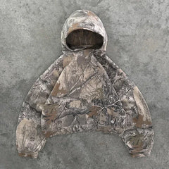 Tactical camouflage hoodie men marble oversized zipper sweatshirt American