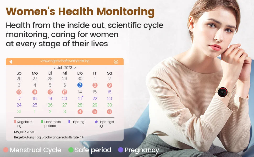 Women's Fitness Smartwatch with 1.20" Display Heart Rate Sleep Monitor Menstrual Cycle Tracker IP67 Waterproof for iOS Android