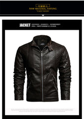 leather men plus fleece autumn and winter leather jacket wash men's coat