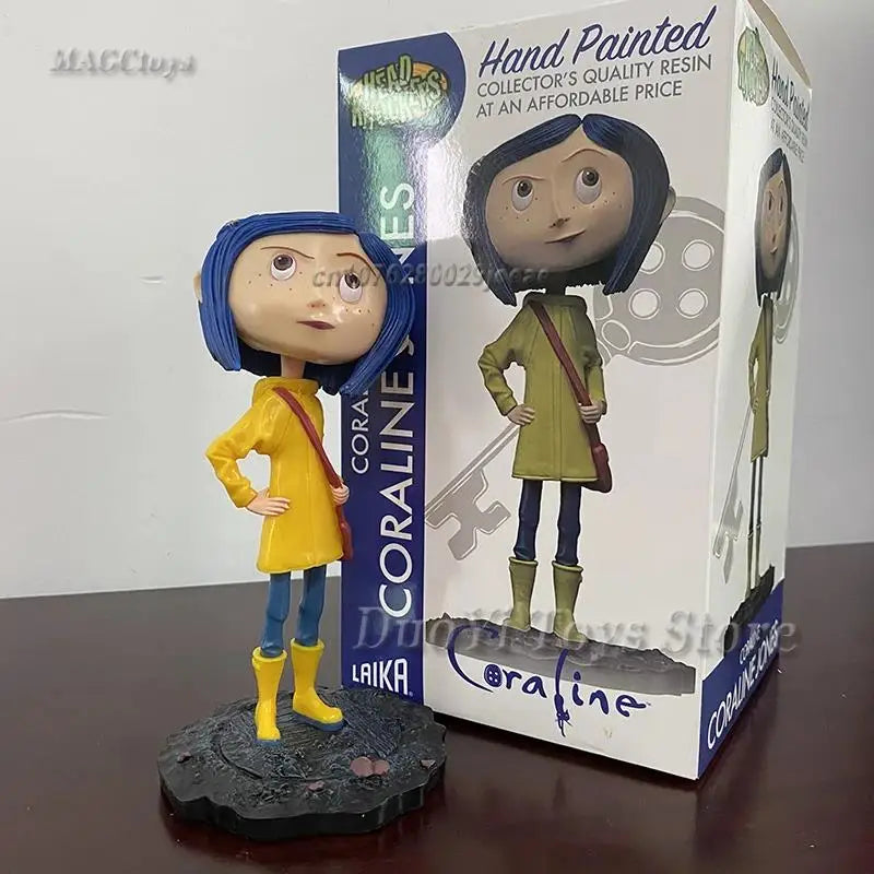 NECA Anime Coraline Doll Articulated Anime Figure Raincoat Sweater In Striped Shirt Toy LA Girl Decoration Model Bithday Gifts