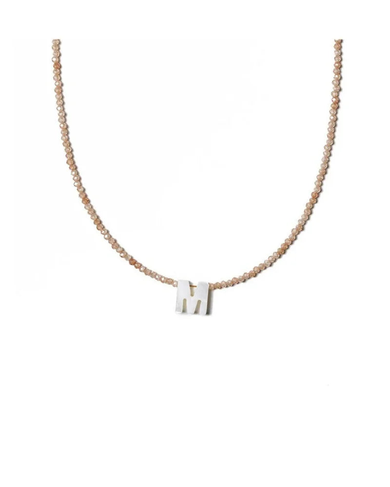 Fashion 26 Letter Shell Choker Necklaces For Women Shining Crystal Beads