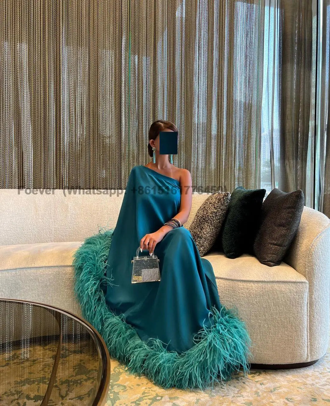 Homecoming Dresses: Green Feathers Satin Evening Dresses Formal Party Prom Gowns