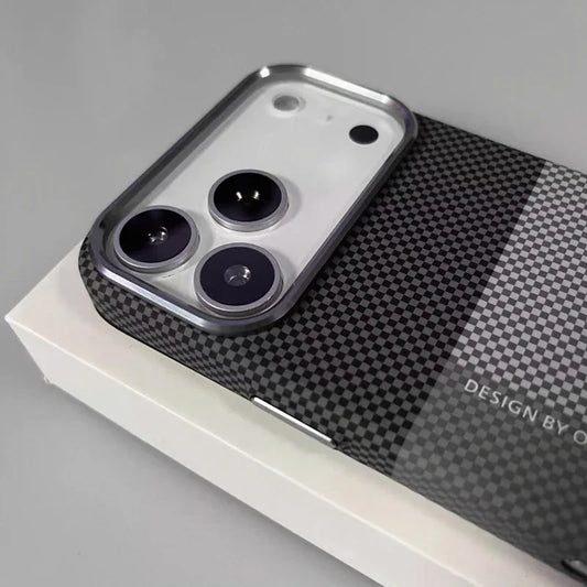 Magnetic Pixel Grid Texture Phone Case for IPhone 17 16E 15 14 Pro Max Metal Lens Buttons Slim Hard Protect Cover