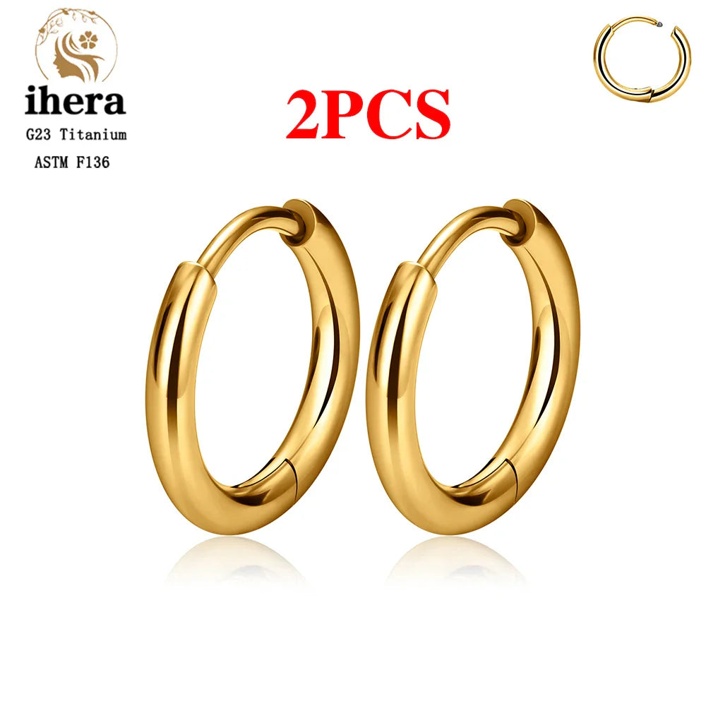 2/20PCS G23 Titanium Piercing Round Earrings Hoops with Zircon Ear Buckle Women Ear Tragus Cartilage Helix Piercing Jewelry