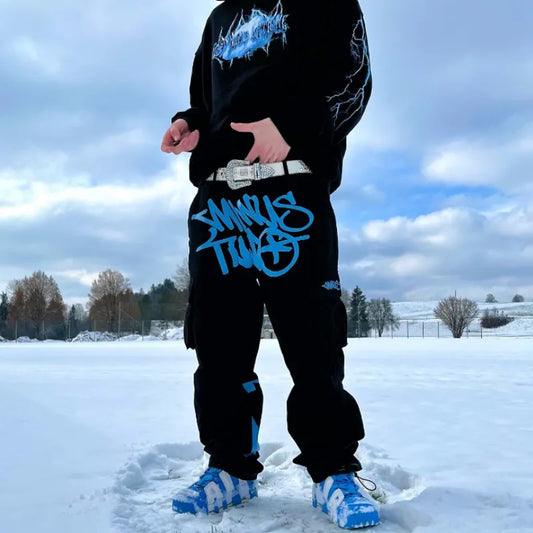 Street Trend Cargo Pant Men Y2k Fashion Minus Two Black Pants