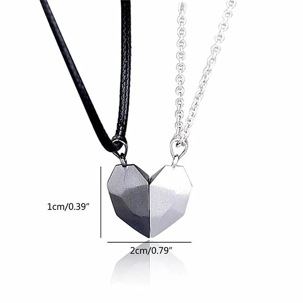 Good Simple Quality Couple Pendant Necklace Electrocardiogram,Magnetic Heart,Pendant Splicing Necklace Valentine's Day Gift