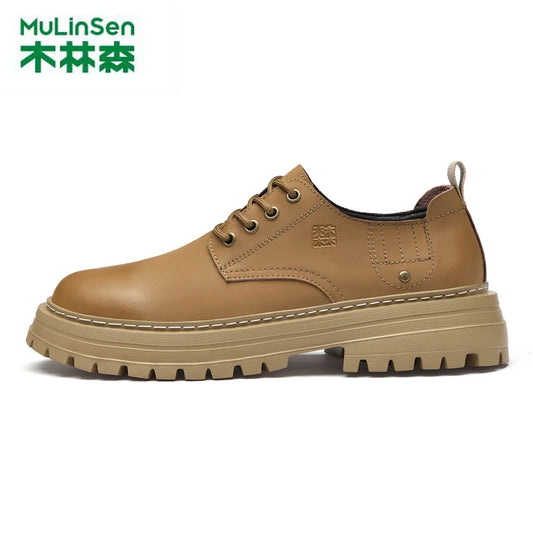 2025 Summer New Shallow Ankle Boots for Men, Retro Baguette Top Layer Cowhide Genuine Leather Handmade Men's Leather Shoes