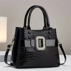 Diamond Handbags For Women Patent Leather Crocodile Stone Pattern