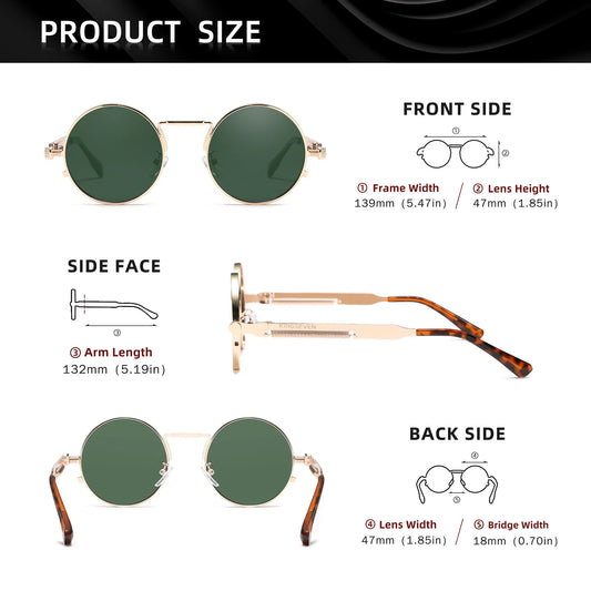 KINGSEVEN Round Sunglasses for Men Polarized Steampunk Sun Glasses For Women Vintage Style UV400 Eyewear Accessory Oculos