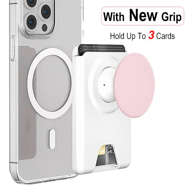 Grippopso Universal Magnetic Wallet With Expanding Phone Grip,Phone Card Holder Solid SocketWallet For IPhone Samsung Wallets
