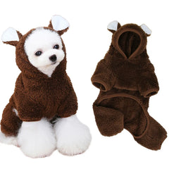 Kawaii Bear Molding Dog Jumpsuit Winter Warm Dog Clothes for Small Dogs Fleece