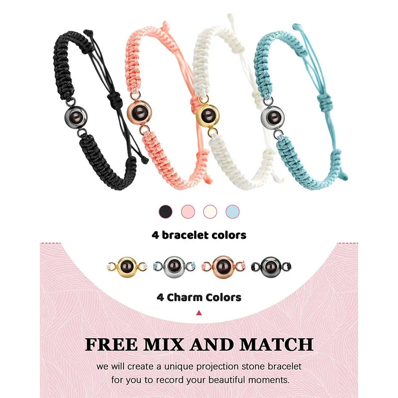 Custom Bracelets with Picture Personalized Gifts for Women Men, Custom Photo projection Bracelet Gifts for Couple/Family/Friend