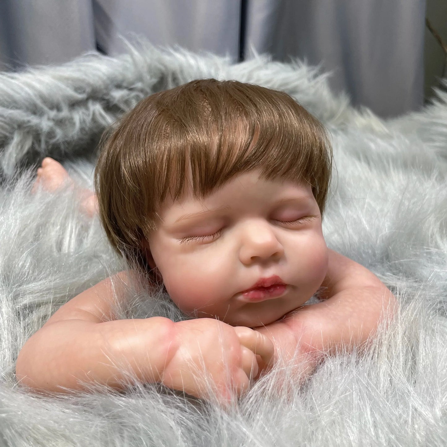 20Inch Painted Reborn Doll Kit LouLou With Rooted Hair and Cloth Body Unassembled DIY Doll Parts Toy