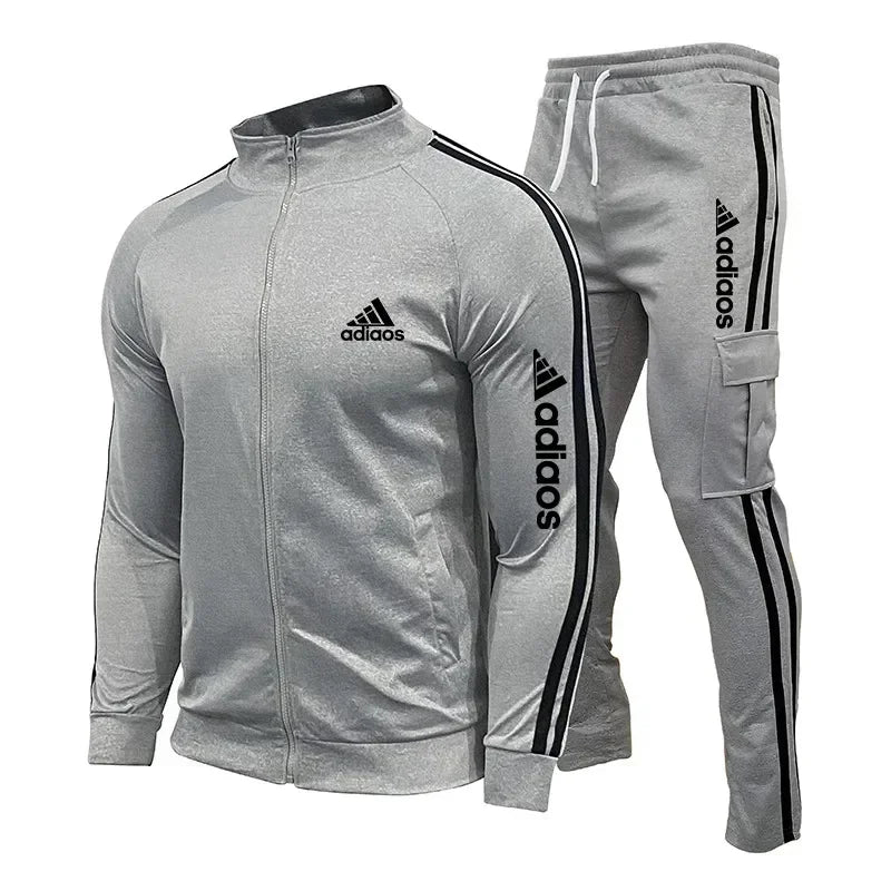 2025 New Men's Zipper Tracksuit Set Sweatshirt and Sweatpants Sports Suit Running Fitness Clothing