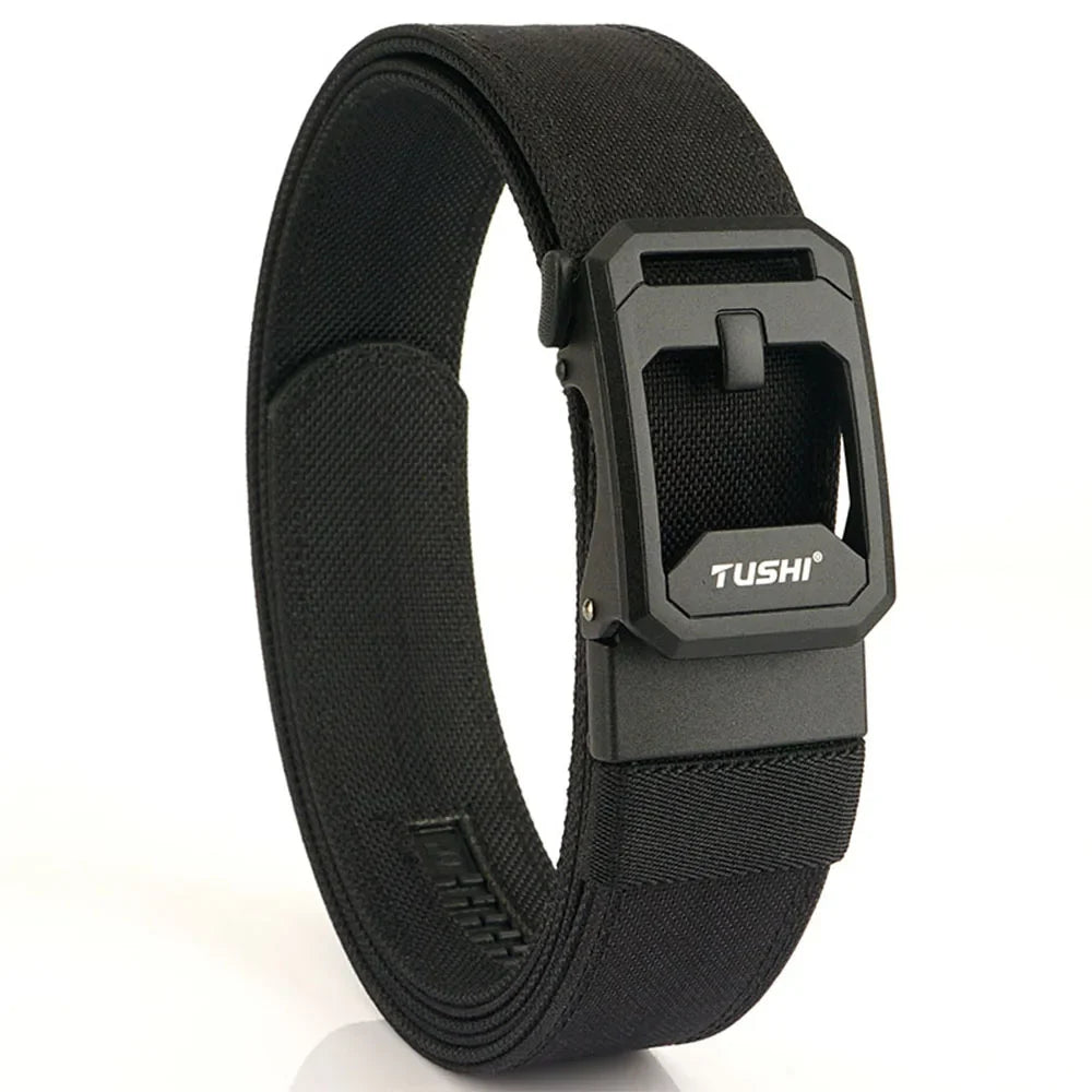 TUSHI Hard Tactical Belt for Men Sturdy Nylon Metal Automatic Buckle Police Duty Military Belt Outdoor Girdle IPSC Accessories