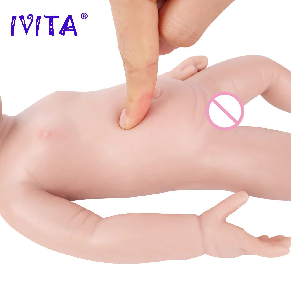 IVITA WG1554 14.96 inch 1.58kg 100% Full Body Silicone Reborn Baby Doll Soft Dolls Realistic Girl Baby DIY Blank Children Toys