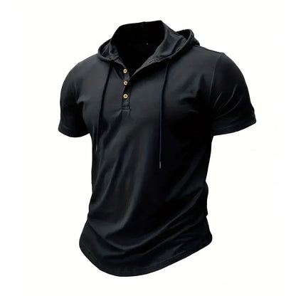 Men's T Shirt Summer Slim Fitness Hooded Short-Sleeved Tees Male Lightweight Hoodie Fitness Breathable Sports Tops