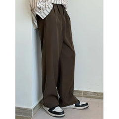 Brown Suit Pants Men Fashion Social Mens Dress Pants Korean Loose Casual Straight Trousers