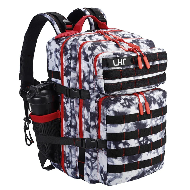 LHI 45L Tactical Backpack for Men and Women Large Athlete Gym Bag Outdoor Sports Hiking Survival Rucksack with Bottle Holder