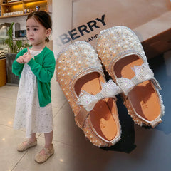 Girl's Princess Shoes Fashion Bow Rhinestone Pu Kids Children's Sandals