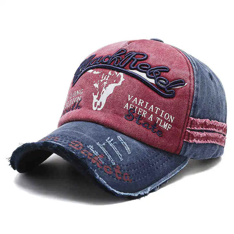 Bull Head Hat Men's Embroidery Letters Retro Washed Baseball Cap Old Korean Version Fashion Cap Classic Versatile Comfortable