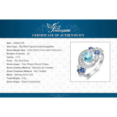 JewelryPalace Moon Star 6.8ct Genuine Sky Blue Topaz Created Sapphire