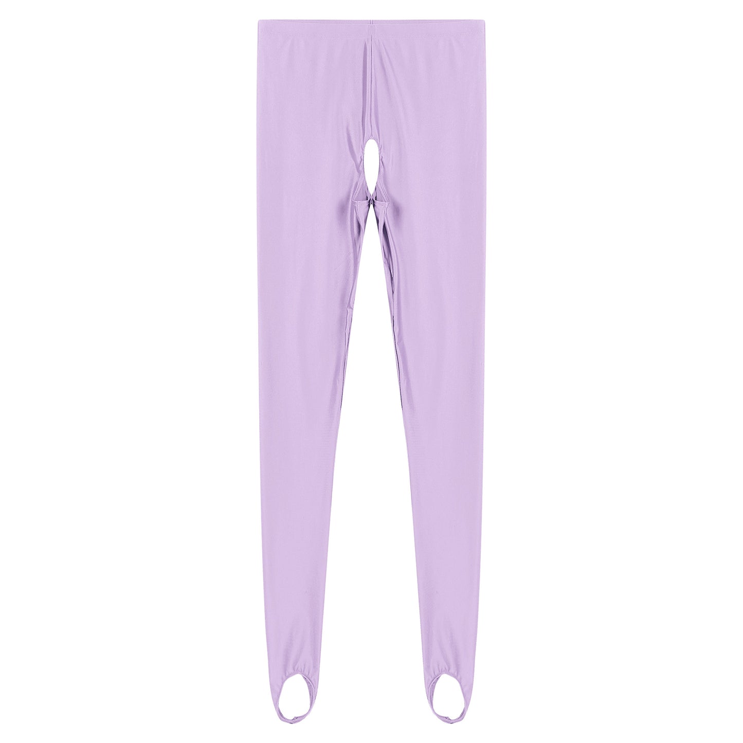 Womens Lingerie Glossy Open Crotch Stirrup Tights Leggings Stretchy Smooth Mid Waist
