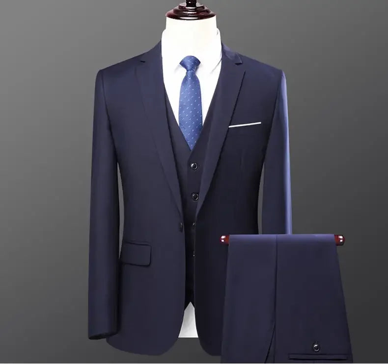 Business Suits For Men Western-style Casual Clothes Blazers Vest Pants 2-piece Set