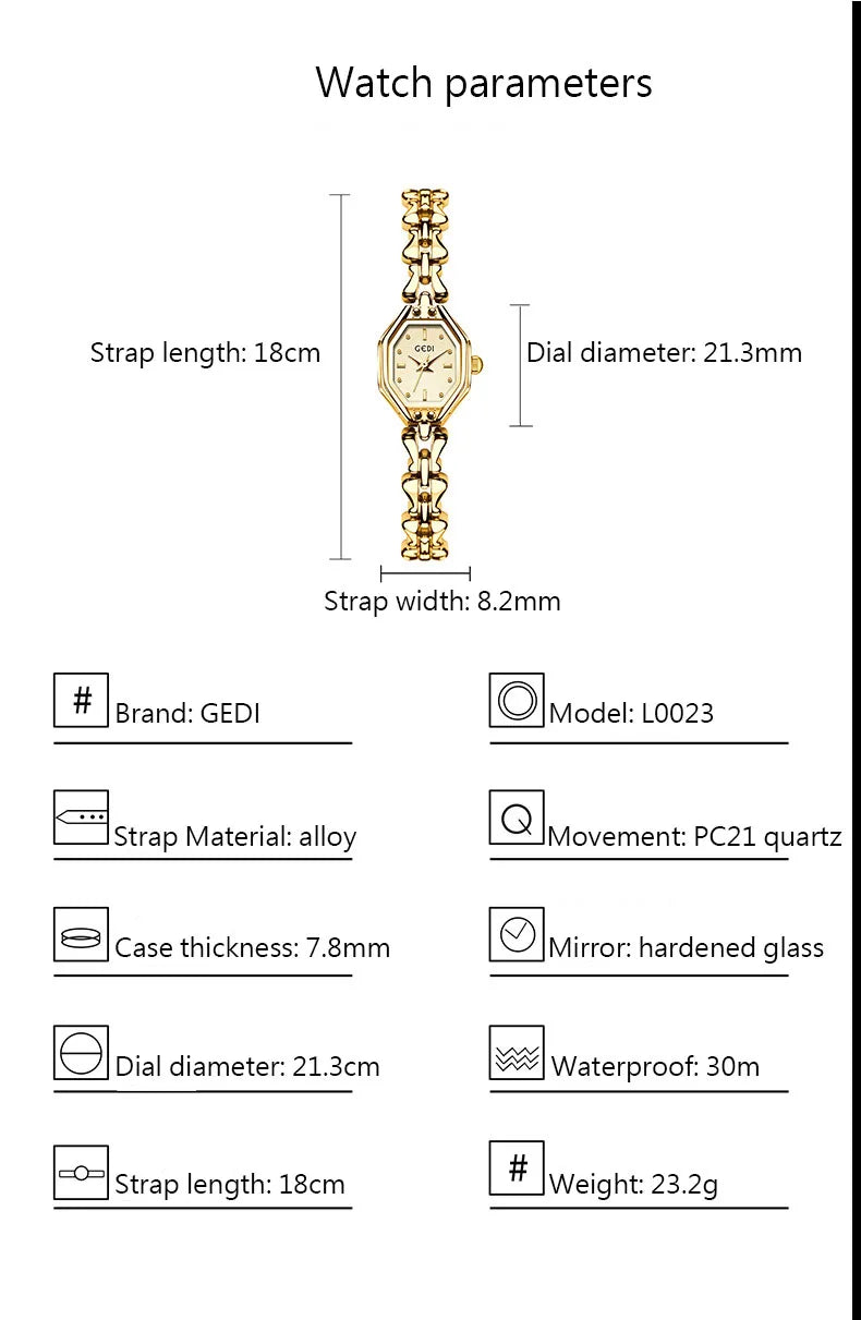 GEDI Brand Ladies Watches are Exquisite Light Luxury Retro Metal Bracelets high-end Waterproof Women Fashion Quartz Wristwatches