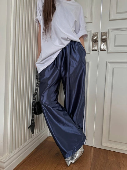 Y2k Casual Striped Sweatpants Women Korean Style Wide Leg Joggers Classic