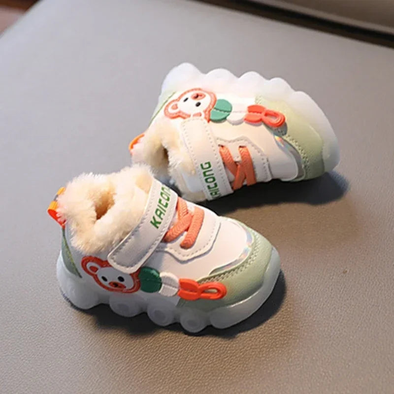 Children's Luminous Sneakers Fashion LED Cotton Shoes for Toddler Girls Boys