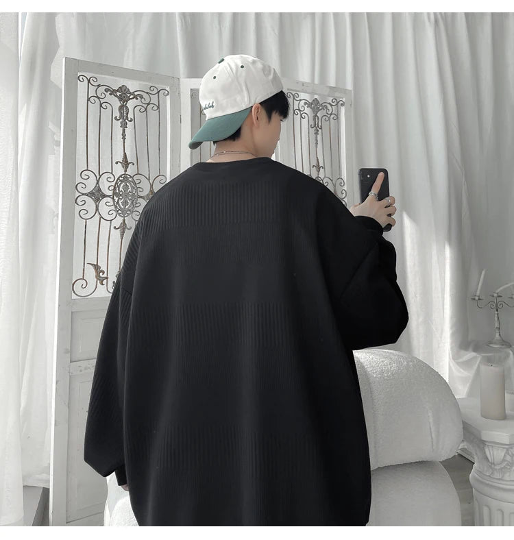 Hoodies Jacquard Sweatshirt Mens White Pullover Streetwear Casual Fashion Clothes