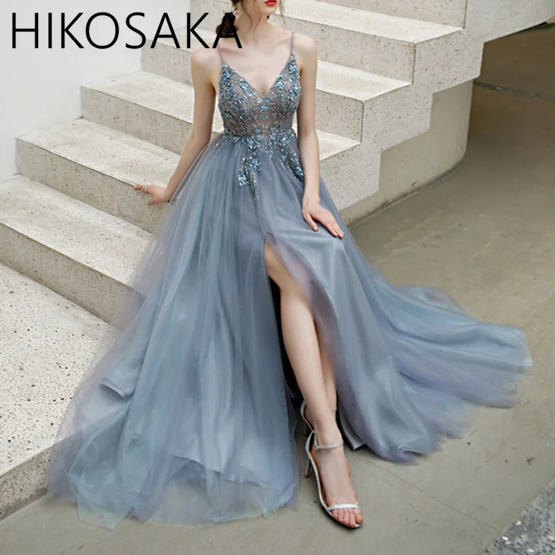 Homecoming Dresses: V Neck Long Evening Dress Lady Girl Women Prom Dress