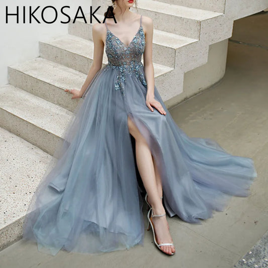 Homecoming Dresses: V Neck Long Evening Dress Lady Girl Women Prom Dress